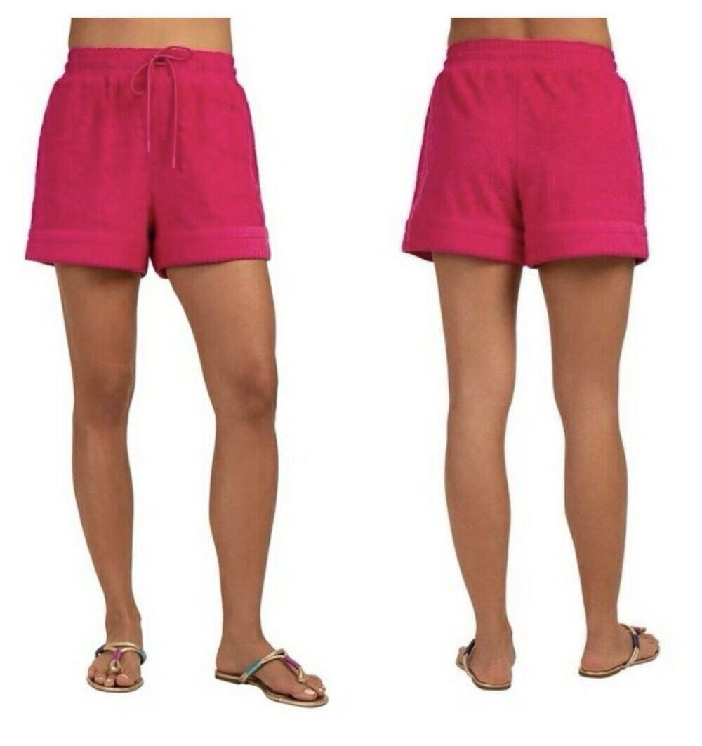 Trina Turk out Of The Office Pull-on Hot Pink Shorts Women Sz M Terrycloth NWOT